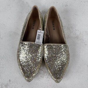 NWT Torrid Womens Glitter Pointed Slip On Loafer Sz 8
